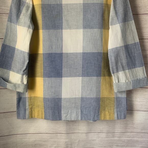 Vintage Country Suburbans Plaid Lightweight Blazer Shirt Blue Sweater Size 12 - Picture 14 of 16